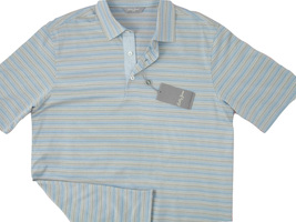 NEW $185 Bobby Jones Trophy Collection Golf Shirt!  M  Light Blue Stripe  ITALY - £72.37 GBP