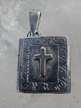 Book Locket charm cross pendant ring sterling silver women girls - $47.52