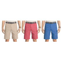 NWT IZOD Men&#39;s Belted Flat Front 100% Cotton Classic Fit Stylist Cargo Short $65 - £31.31 GBP