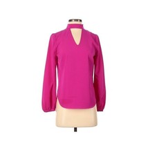Amanda Uprichard Poet Sleeve Fuchsia Pink Satin Keyhole Blouse Sz S - $25.23