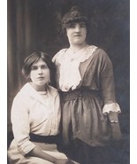 RPPC Two Beautiful Girls Sisters in Lace Studio Portrait Postcard AZO c1... - $7.99