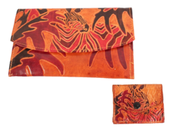 Vintage Leather African Safari Clutch Purse + Wallet Zebra - Hand Made - $620.98 MXN