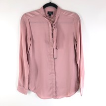 Mossimo Womens Top Blouse Tie Collar Long Sleeve Button Down Blush Pink XS - £7.60 GBP