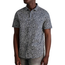 Karl Lagerfeld Paris Men&#39;s Short Sleeve Geometric Box Pattern Shirt Black White - £47.37 GBP