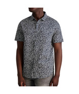 Karl Lagerfeld Paris Men&#39;s Short Sleeve Geometric Box Pattern Shirt Blac... - £46.83 GBP