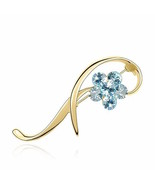 Crystal flower elegant Golden Alloy Broch - Light Blue - $20.79 CAD