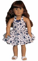 Patriotic Navy Stars Dress &amp; Panties fits 18&quot; American Girl Size Doll - £5.48 GBP