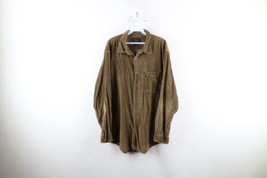 Vintage 90s Streetwear Mens XL Distressed Silk Blend Corduroy Button Down Shirt - £30.89 GBP