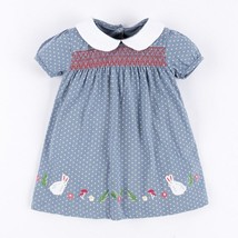 NEW Easter Bunny Rabbits Girls Smocked Blue Dress 2T 3T 4T 5T 6 7 - £11.74 GBP