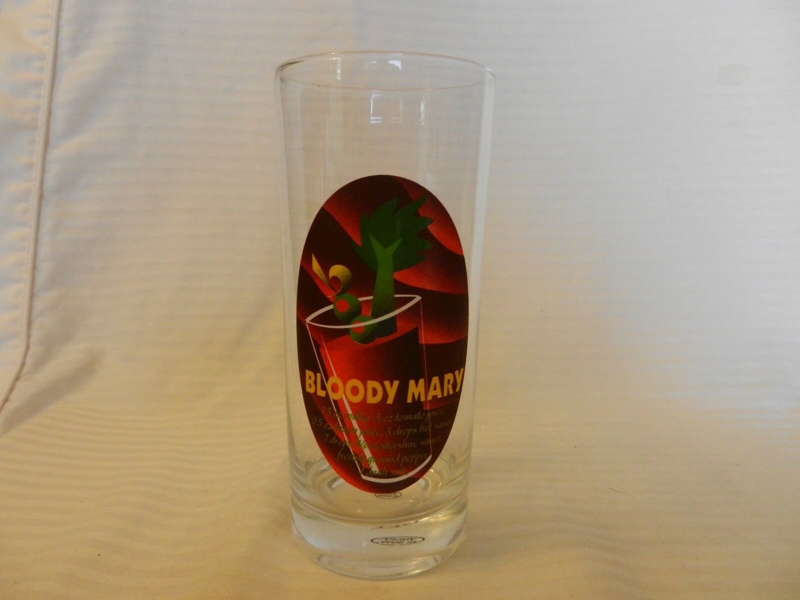 Primary image for Bloody Mary Recipe on Clear Drink Glass 6.75" Tall