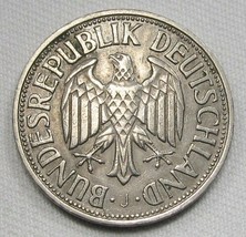 1954-J Germany 1 Mark XF Coin AE755 - $38.63