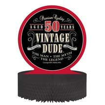 Vintage Dude 50th Birthday Honeycomb Centerpiece 13&quot; Paper Fifty Decorations - £15.80 GBP