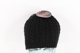 NOS Vintage 90s Streetwear Womens Chunky Cable Knit Winter Beanie Hat Cap Black - £27.62 GBP