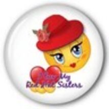 I LUV MY RH SISTERS SMILEY FACE - RED HAT PURSE MIRROR W/ ORGANZA BAG 3 ... - $7.99