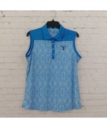 Bermuda Sands Polo Womens Large Blue Geometric Sleeveless Collared Golf ... - £19.24 GBP