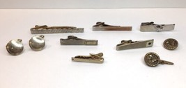 Junk Drawer Lot of Tie Clips Cufflinks and Buttons One Marked Hickok - £12.53 GBP