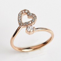 14K Rose Gold Plated 0.60Ct Round Simulated Diamond Heart Toe Foot Ring ... - £49.35 GBP