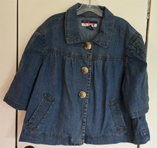 Womens Plus 22/24W Mwah Jeans Vintage Distressed Blue Wash Denim Jacket  - $356.53 MXN