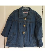 Womens Plus 22/24W Mwah Jeans Vintage Distressed Blue Wash Denim Jacket  - $352.29 MXN