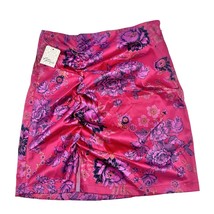 Free People Women&#39;s 4 Avas Print Miniskirt in Deep Magenta 16 inch Long NWT - $28.71