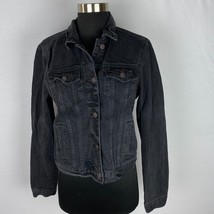 Abercrombie &amp; Fitch Irregular Jean Jacket Womens Black Button Down Jean ... - $24.29