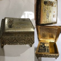 Sankyo Art of Chokin Tri-Tone Metal Ducks Music Jewelry Trinket Box Asian Vintag - £100.76 GBP