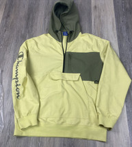 Champion Jacket Pullover 1/2 Zip Windbreaker Large Lime &amp; green- Hooded ... - $19.40