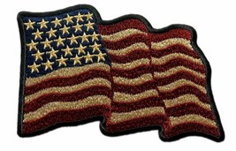 Waving Distressed USA American Flag Patch [4.0 inch- Iron on sew on -WF7] - £7.96 GBP