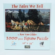 SunsOut 1000 piece Hunters Campfire Jigsaw Puzzle SEALED NEW Western Mou... - $32.11