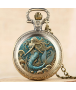 Mermaid vintage watch locket necklace - €12,89 EUR