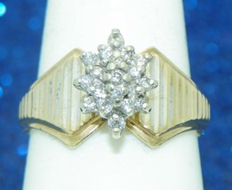 1/3 ct DIAMOND CLUSTER RING REAL SOLID 10 K GOLD 4.3 g SIZE 8.25 - £440.80 GBP