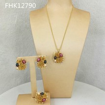 Dubai Gold Jewelry Sets  Unique Flower Pendants for Women  FHK12790 - £53.51 GBP