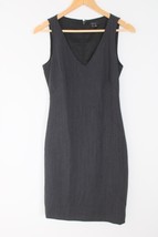Theory 0 Dark Gray Eula Prominent V-Neck Wool Blend Textured Tank Dress - £31.37 GBP