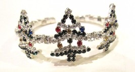 Christmas Tree Bracelet All Rhinestones Prong Set In Silver Tone Setting - $19.95