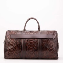 The Velar Brown Hand-Painted Python Leather Weekender Bag image 6