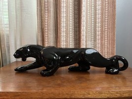Vintage Stalking Black Panther Ceramic Figurine Mid Century Modern Potte... - $115.00