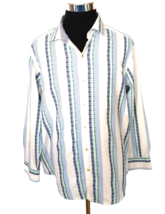 Tommy Bahama Shirt Men&#39;s Size Large Silk Cotton Blend Striped  Button Front LS - £19.24 GBP