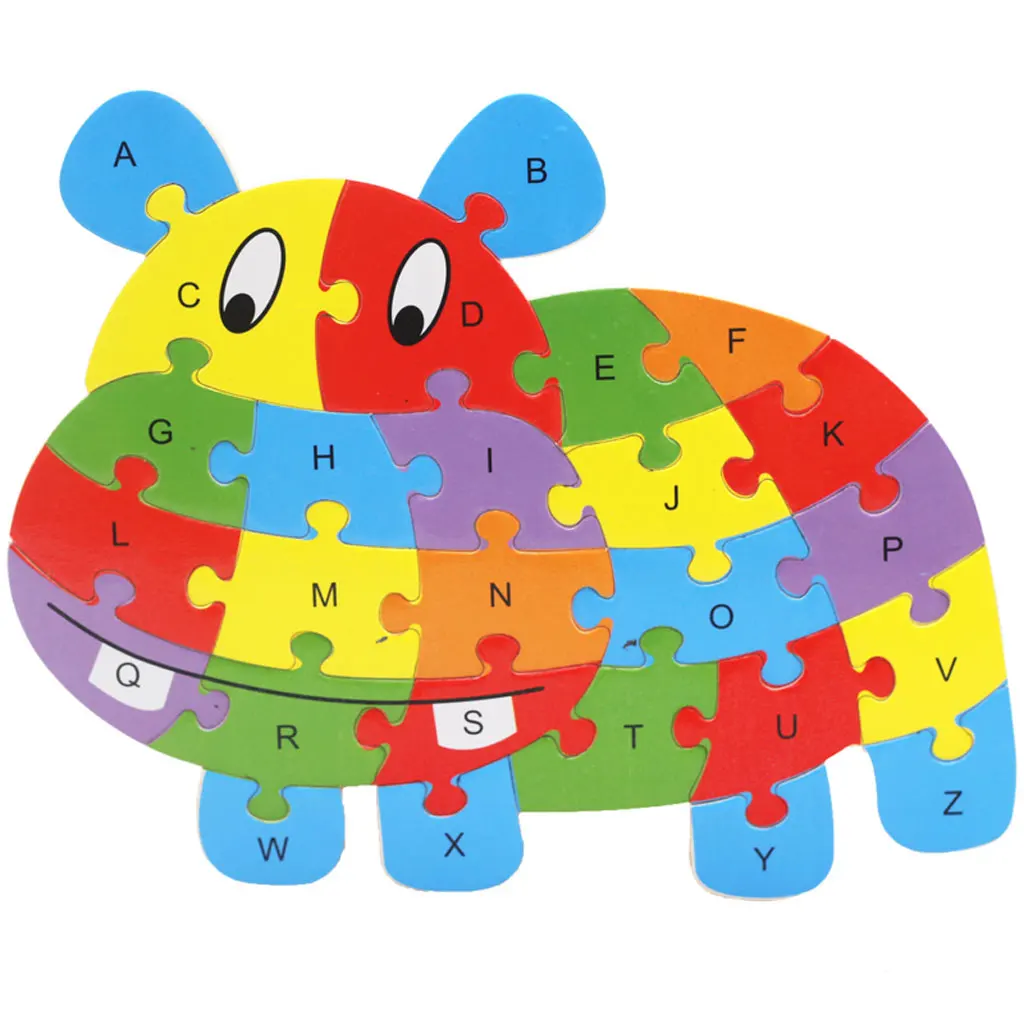 Game Fun Play Toys Animal Shaped Wooden Wooden ABC Alphabet Jigsaw Puzzles Child - £23.54 GBP