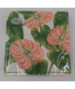 IDEAL HOME RANGE PAPER NAPKINS 20 COUNT PINK ANTHURIUM 3 PLY 10X10&quot; COCK... - $9.99