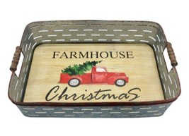 Christmas decoration Farmhouse Christmas Wood &amp; Metal Basket, 18&quot; seasonal N4 - £108.35 GBP