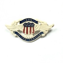Vintage WWII Pin &quot;Son In The Service&quot; Eagles Wings Flag Plastic - $17.00