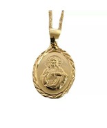 18k Gold Plated Sacred Heart Jesus Christ Medal Catholic Pendant Necklac... - $19.01 CAD