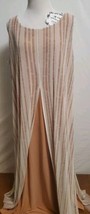 Marla Wynne Maxi Dress Slinky Sheath Tank Layered Slits Peach Stripes Si... - $30.81