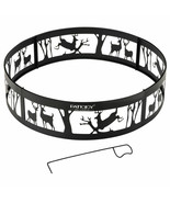 Costway 36&quot; Metal Fire Pit Ring Deer with Extra Poker Bonfire Liner Black - £58.21 GBP