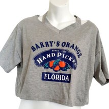 Barry&#39;s Orange Florida T-Shirt Cropped Womens Large Gray Cutout Shoulders - £10.10 GBP