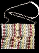 New Womens Woven Straw Shoulder Purse Chain Strap Rope Bamboo Toggle Multicolor - £11.89 GBP