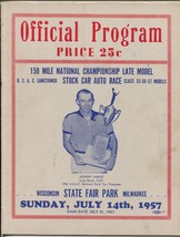 Wisconsin State Fair Park Spdwy Auto Race Program 7/14/1957-Johnny Mantz-VG/FN - £116.85 GBP