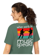 Women’s Organic Ribbed Neck T-Shirt – When Words Fail (Back Print) Green... - $54.99
