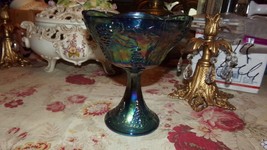 Indiana Blue PURPLE Carnival Glass Grape Harvest Pedestal Compote w/o Lid - £9.79 GBP