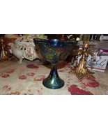 Indiana Blue PURPLE Carnival Glass Grape Harvest Pedestal Compote w/o Lid - $18.26 CAD